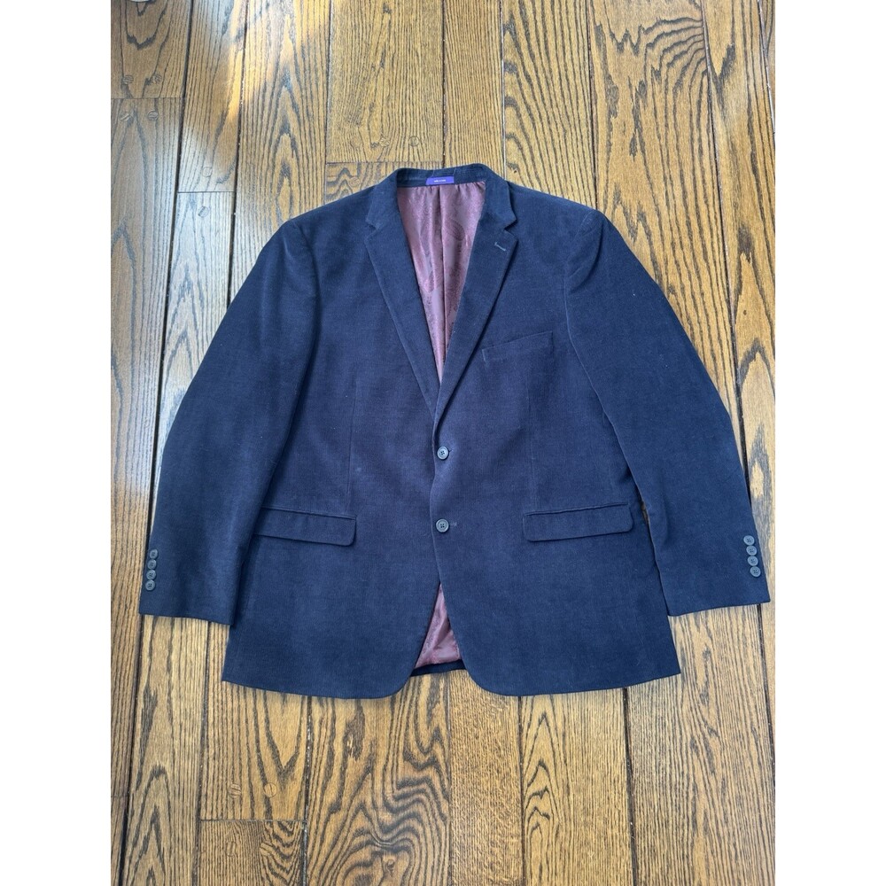 Alan Flusser Men's Corduroy Navy Blazer XL Paisley Lining